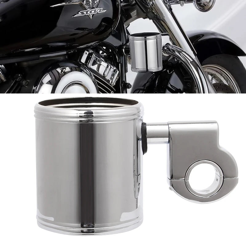 Motorcycle Universal 7/8" 1'' 1.25'' Cup Holder Chrome Handlebar Drink Bottle Holder For Harley  - Automotive LED Light