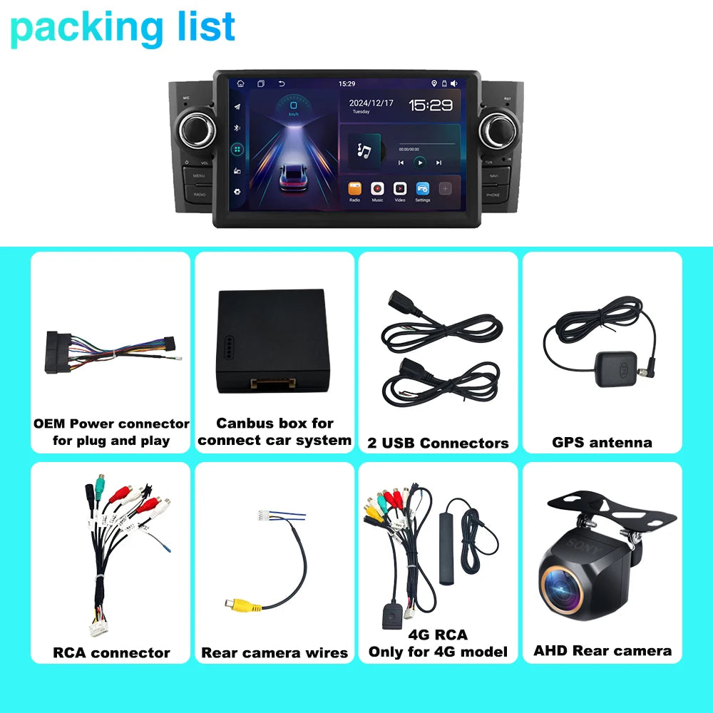Android 15 Car Radio For FIAT Grande Punto Linea 2007-2012 Multimedia Navigation Stereo In