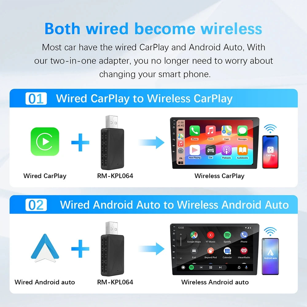 Wireless Carplay Adapter Android Auto Wireless Smart Dongle 2in1 For GMC Sierra 1500 CANYO | AUTOKITSHOP