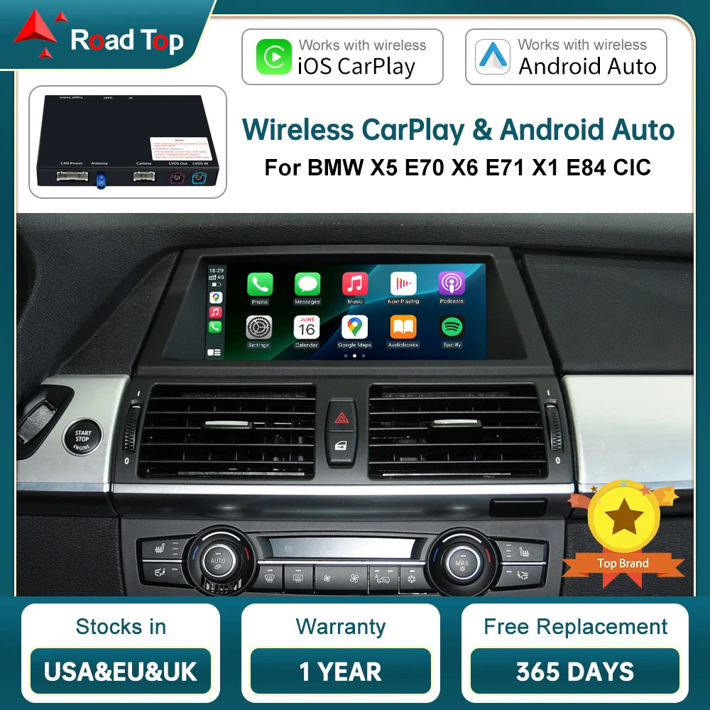 RoadTop Wireless CarPlay Linux Moudule for BMW CIC X5 E70 X6 E71 2011-2013 X1 E84 2009-201