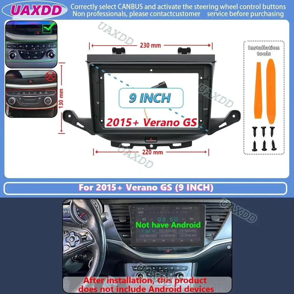 2 Din Car stereo Android For 2015 2016 BUICK Verano GS 9INCH frame panel fascia dashboard