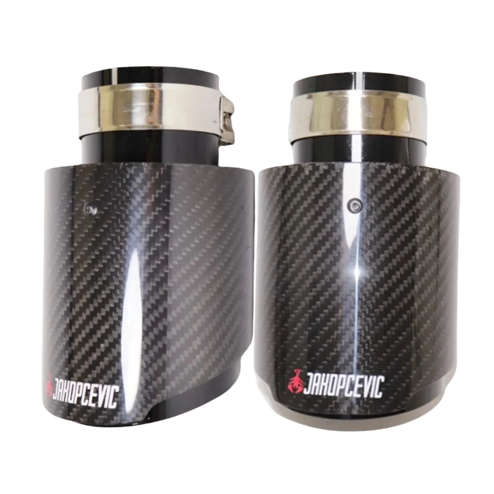 1Piece Car Gloss Carbon Fiber Muffler Tip Exhaust System Pipe Mufflers Nozzle Universal Straight - Automotive LED Light