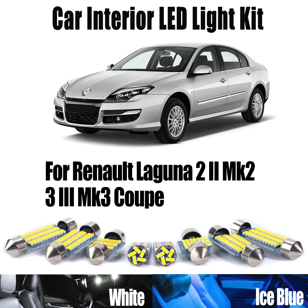 LED Interior Light Kit for Renault Laguna 2 II Mk2 3 III Mk3 Coupe Canbus Car Accessories LED Interior Reading Bulbs ...