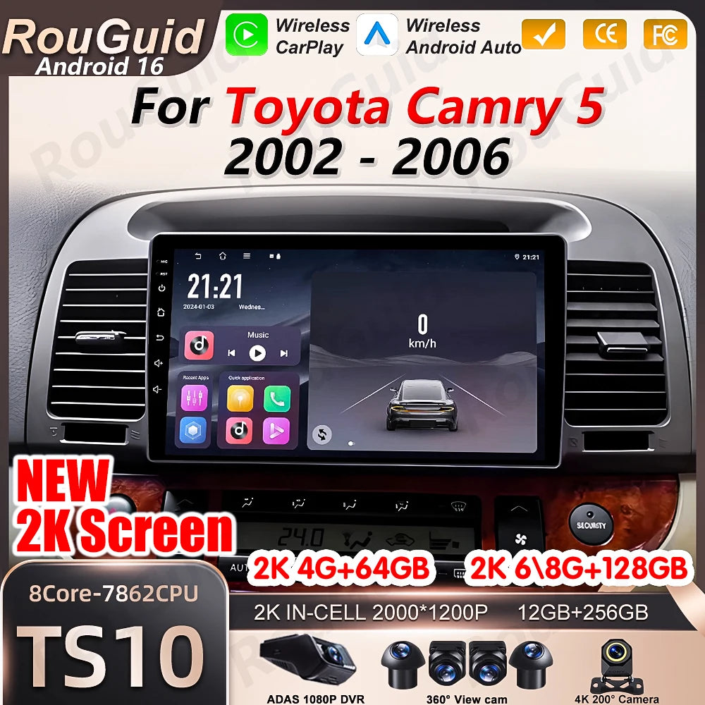 Android 16 Car Radio Carplay For Toyota Camry 5 2002 2003 2004 2005 2006 Video Multimedia  | AUTOKITSHOP