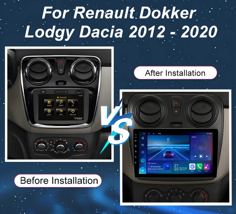 Car Radio Android 16 Carplay For Renault Dokker Lodgy Dacia 2012-2020 Auto Multimedia Play