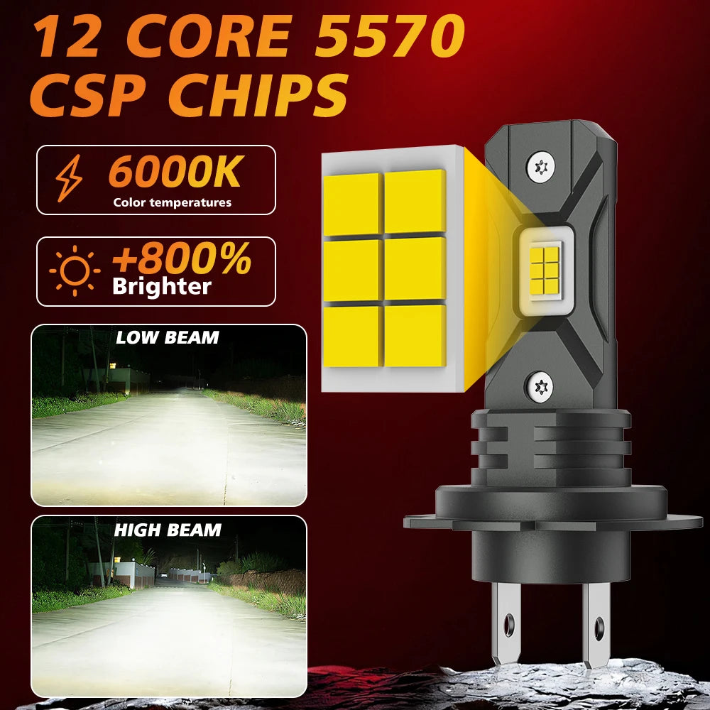 CARLitek 2Pcs 12V H7 LED Headlight Bulb Canbus Error Free 6000K High Power Best H7 LED 360