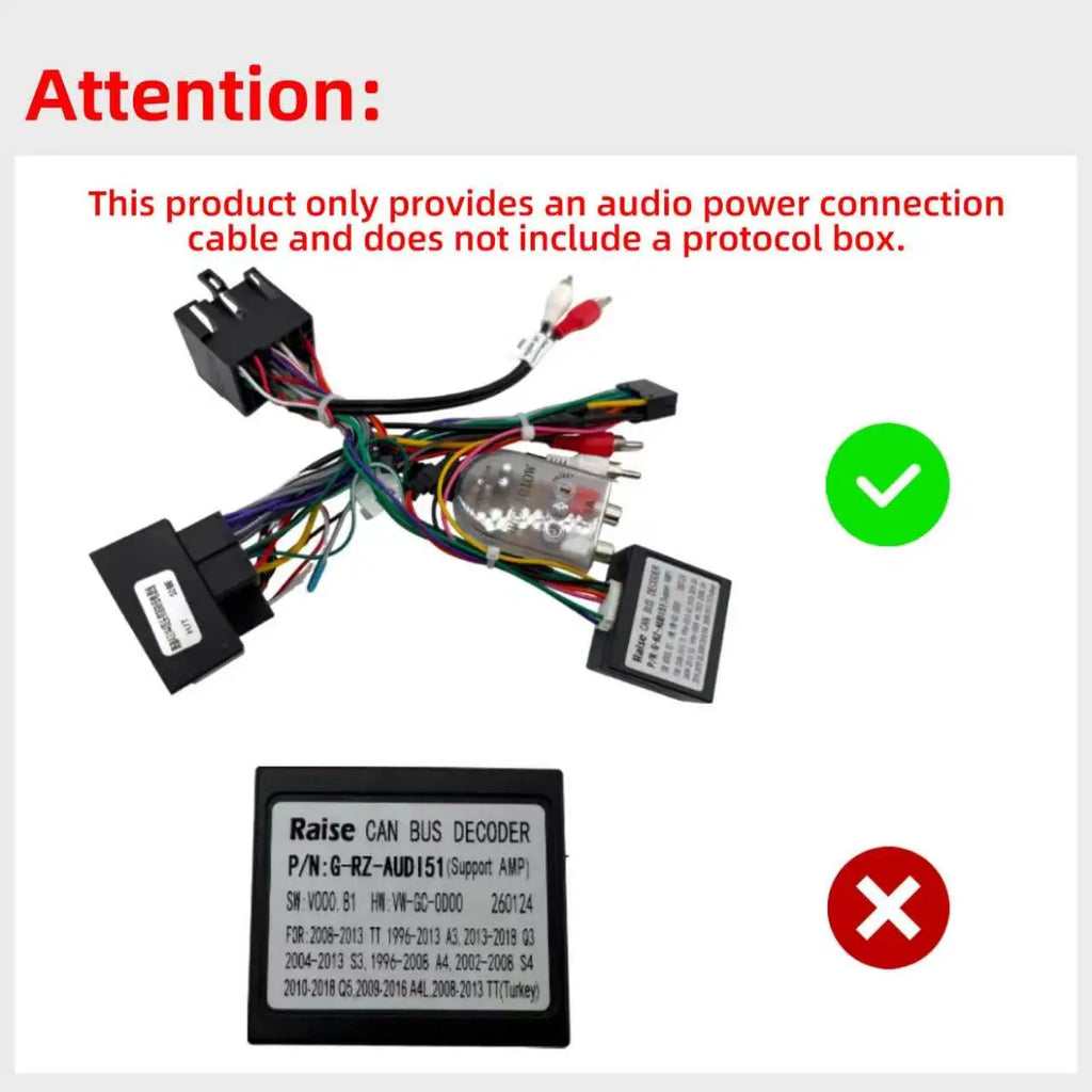 Car Radio Power Cable Wiring Harness with Audio Converter For Audi TT A3 S3 RS3 A4 S4 RS4
