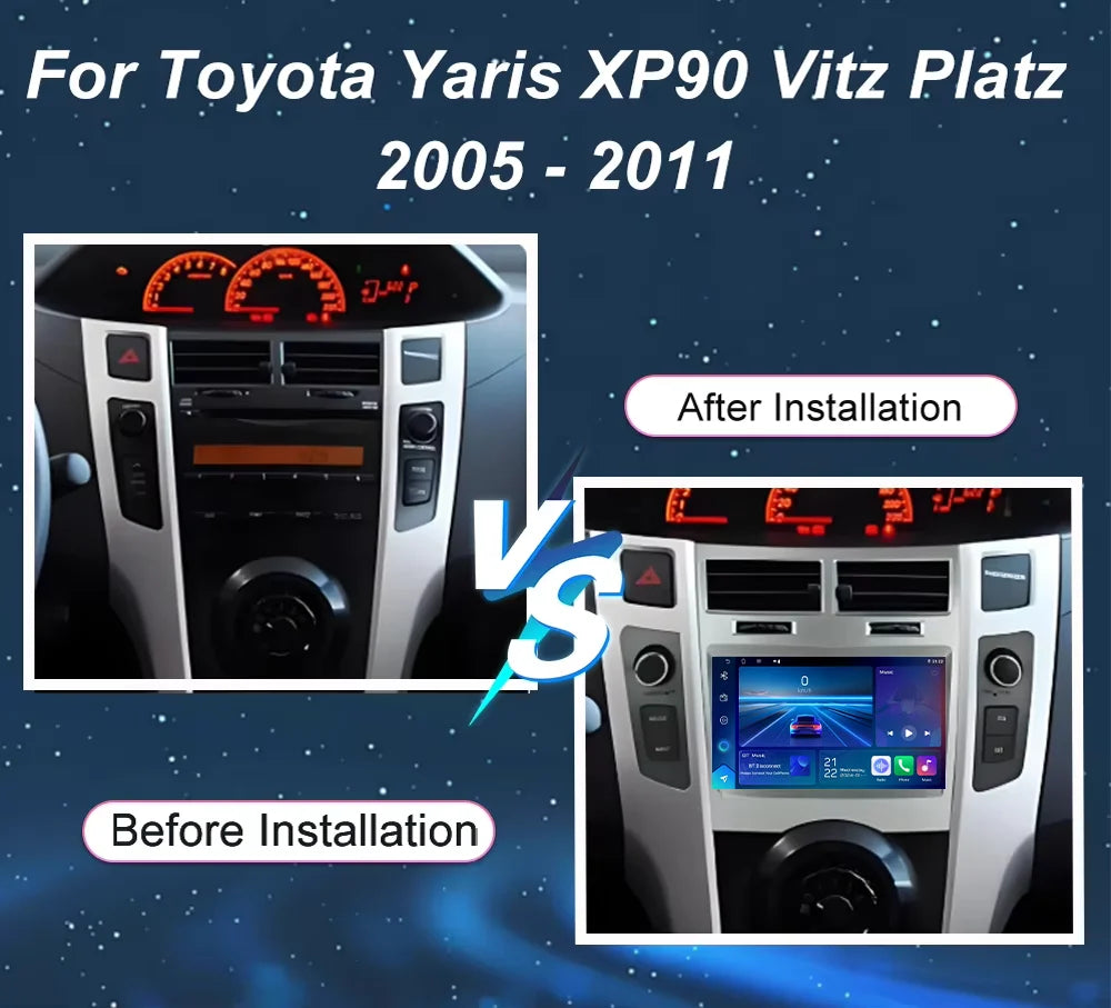 Android 16 For Toyota Yaris XP90 Vitz Platz 2005-2011 Multimedia Video Player Carplay Touc