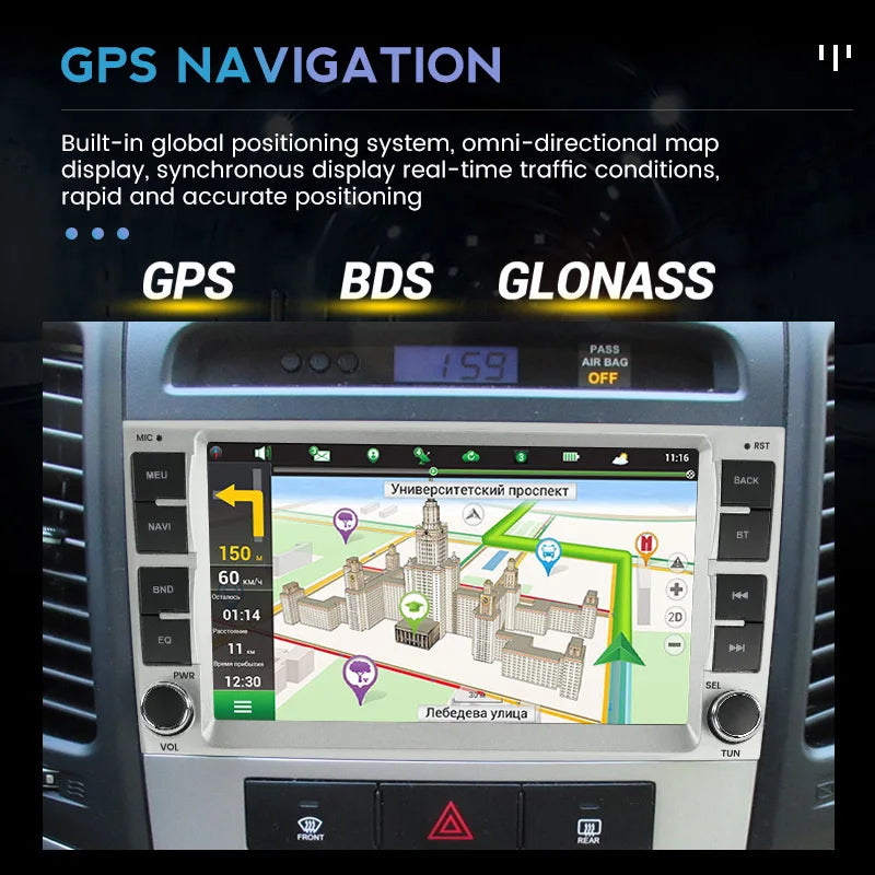 Wireless CarPlay Android Auto Multimedia Display Screen For Hyundai Santa Fe 2006-2012 And