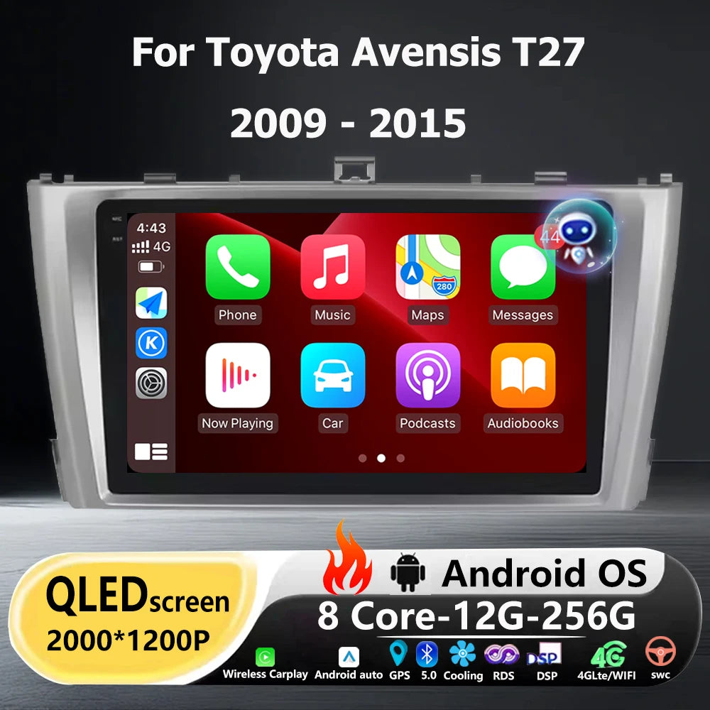 Android 16 Auto For Toyota Avensis T27 2009 - 2015 Car Radio Multimedia Video Player GPS N