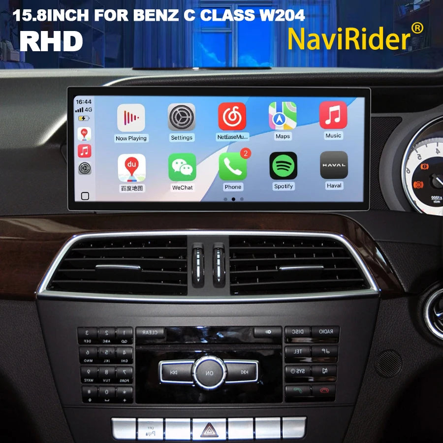 15.8" FOR BENZ C CLASS W204 RHD 2011-2013 GPS Navigation Android 15 Screen Multimedia Vide