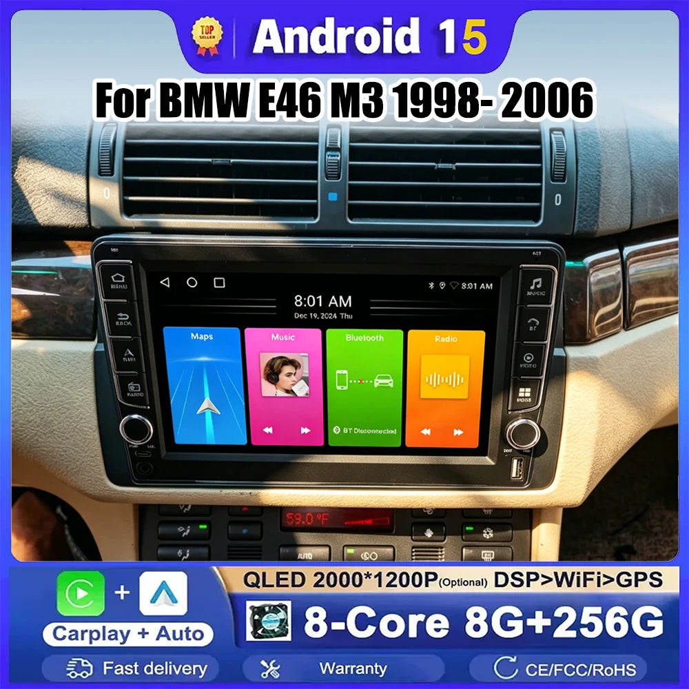Android 15 Carplay Car Radio Multimedia For BMW E46 M3 1998- 2006 Head Unit GPS video Play | AUTOKITSHOP