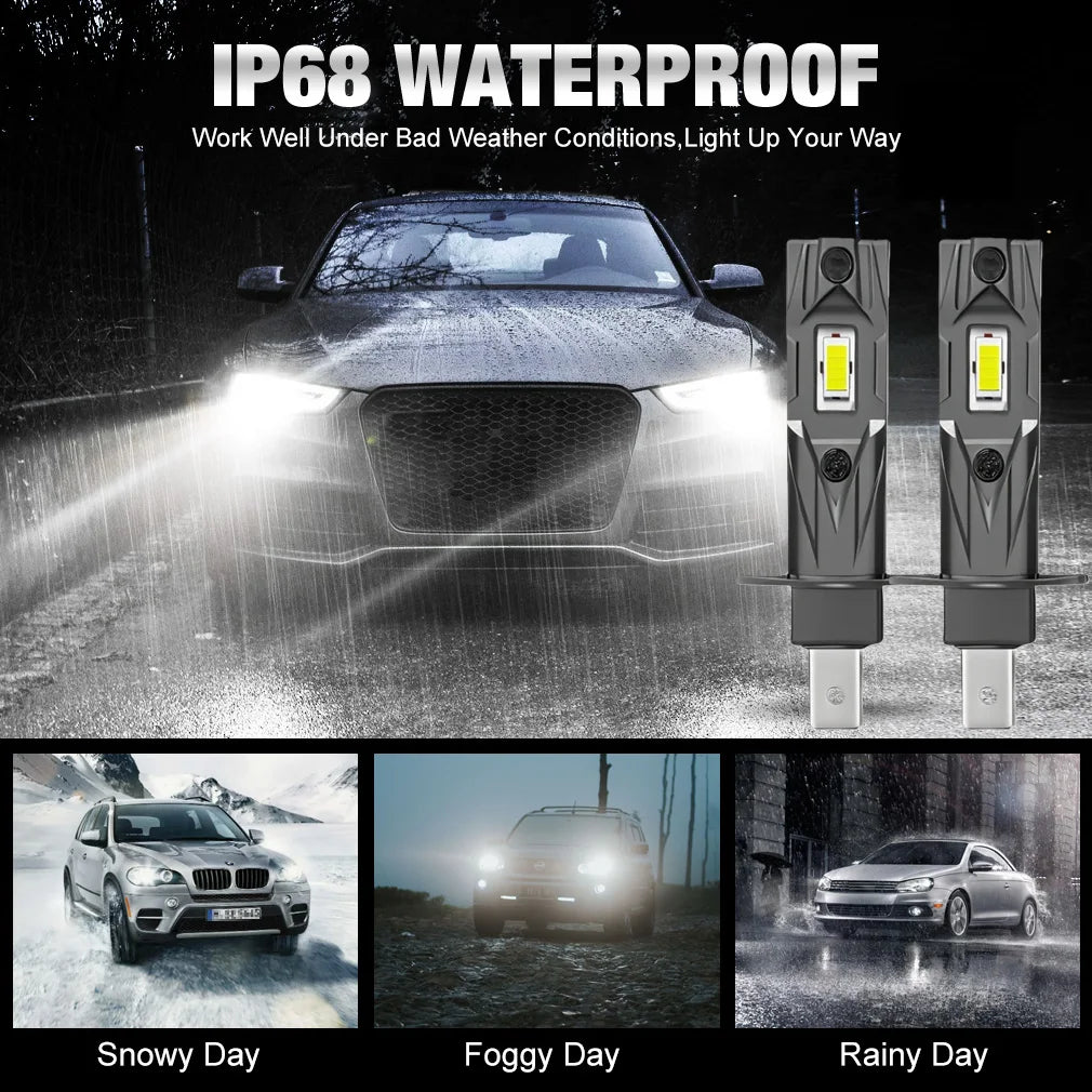 TOAUTO H1 LED Lights Bulbs 70W 30000LM Car H1 LED Headlights Canbus Auto Diode Fog Lamps 1