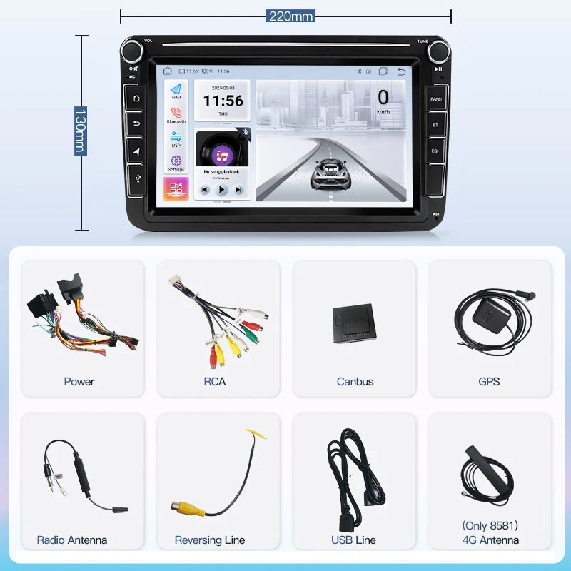 SZLELV 2Din Android 15 Auto Car Radio GPS Carplay For VW Volkswagen Passat Golf MK5 MK6 Je
