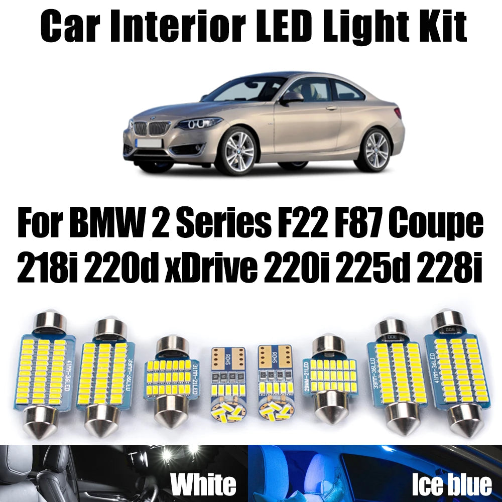 6-Piece LED Interior Light Kit for BMW 2 Series F22 F87 Coupe 218i 220d xDrive 220i 225d 228i Accessories - Canbus Er...