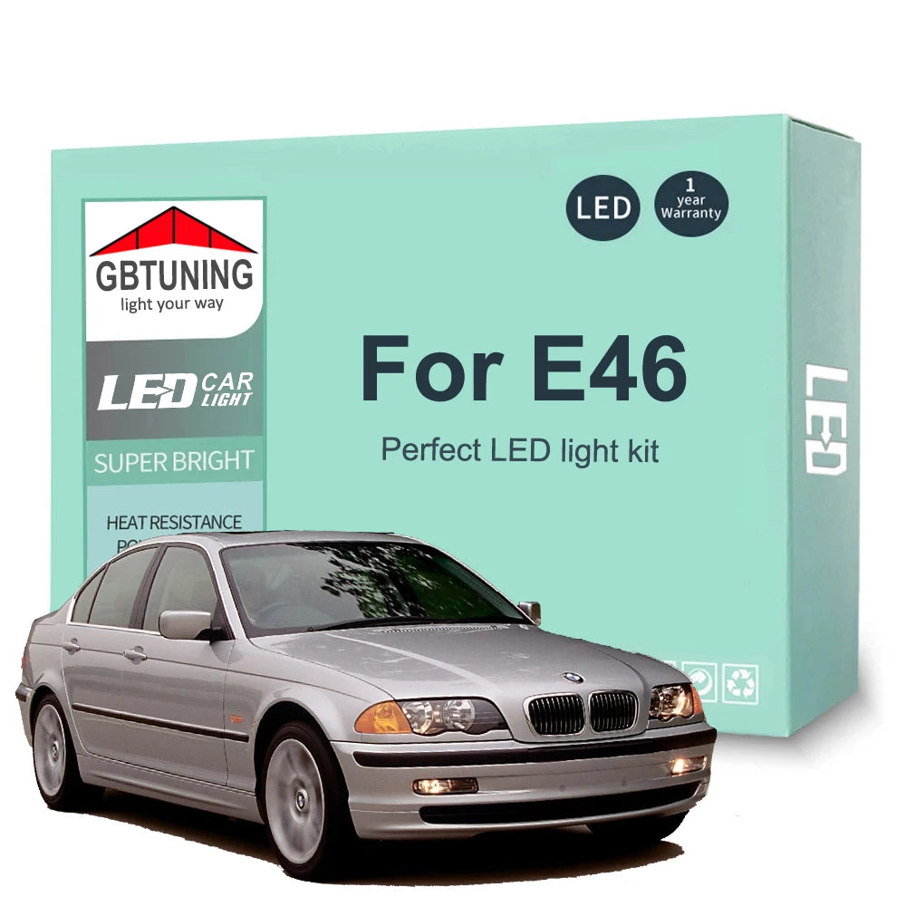 18-Piece LED Interior Light Kit for BMW 3 Series E46 Sedan Touring Coupe Compact 1997-2005 - Canbus Dome Map Door Tru...