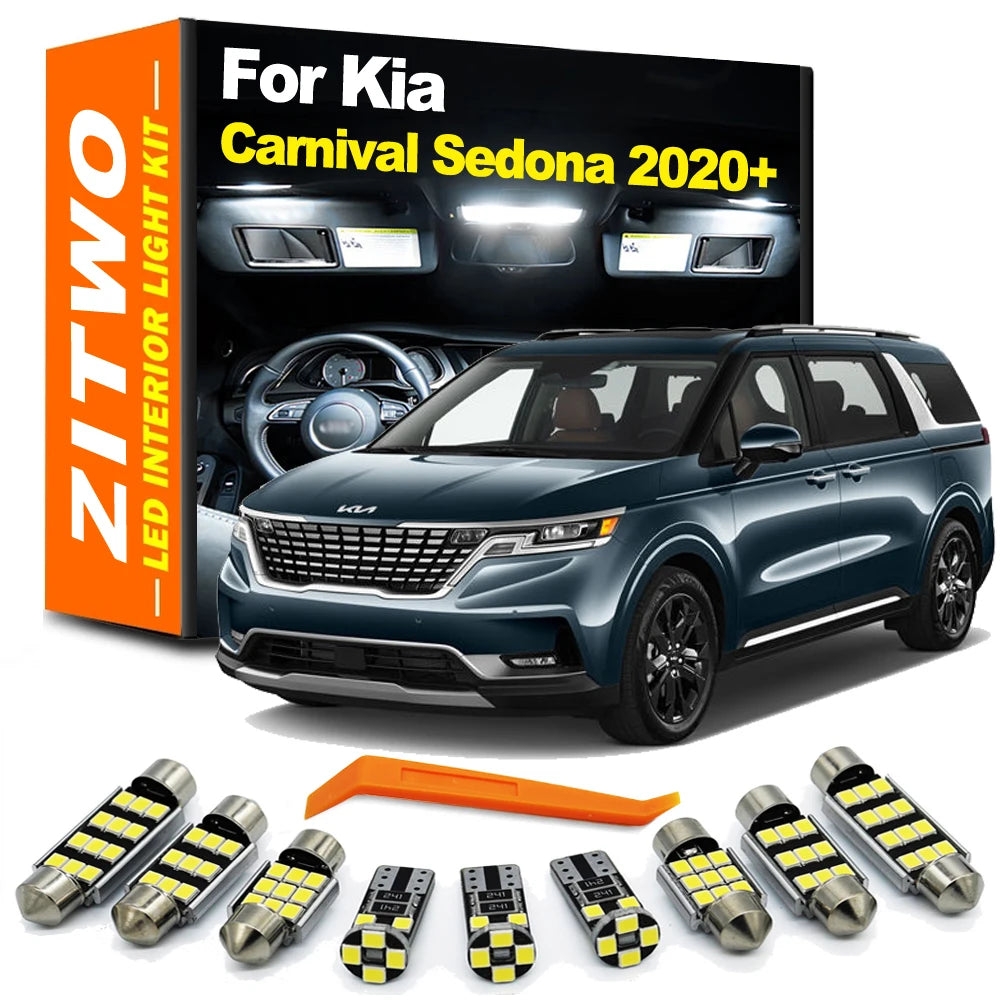 ZITWO 14Pcs For New Kia Carnival Sedona KA4 2020 2021 2022 2023 2024 LED Interior Dome Reading Map Trunk Light Kit Car Led Bulbs