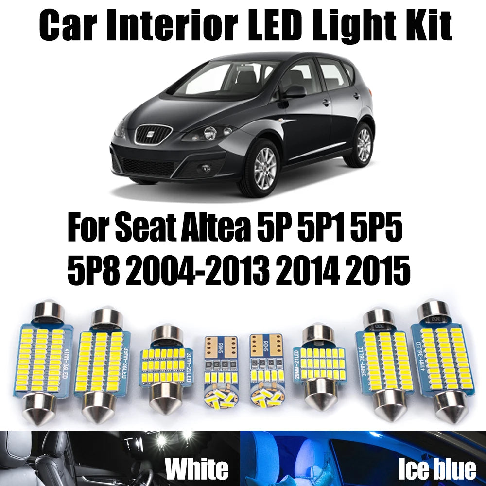 13-Piece LED Interior Light Kit for Seat Altea 5P 5P1 5P5 5P8 2004- 2014 - Canbus Dome Map Door Trunk Bulbs | AUTOKIT...