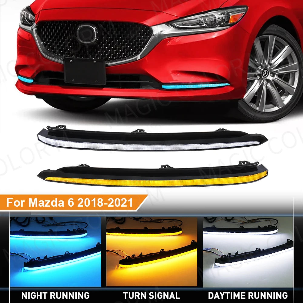 For Mazda 6 Atenza 2018 2019 2020 2021 Daytime Running Lights LED DRL Turn Signal Fog Lamp | AUTOKITSHOP