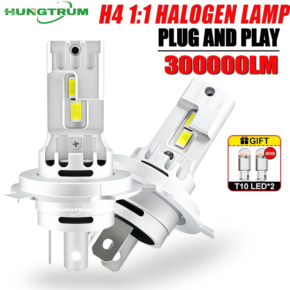 Led H4 9003 HB2 LED CANBUS Headlights Bulb Error Free 300000LM 1:1 Halogen Lamp With Fan S