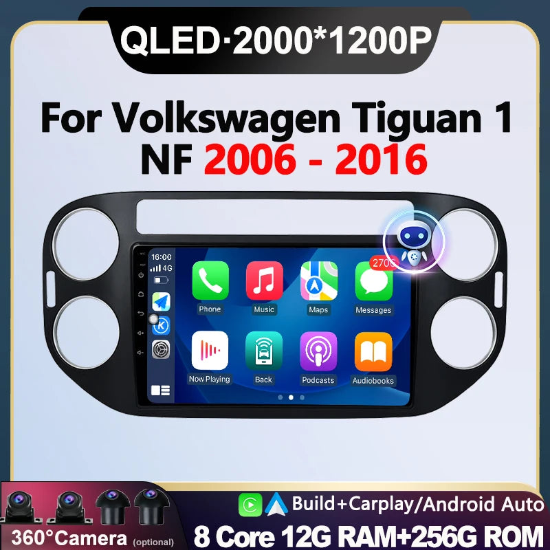 Wireless Carplay Auto Android 16 For VW Volkswagen Tiguan 1 NF 2006 - 2016 Car Radio Multi | AUTOKITSHOP