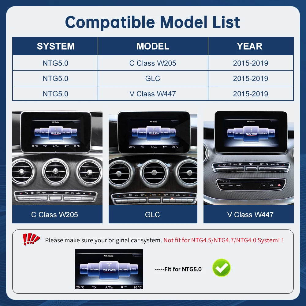 Road Top 12.3 inch Ultra Thin Multimedia Carplay Display For Benz C Class W205 GLC V Class | AUTOKITSHOP
