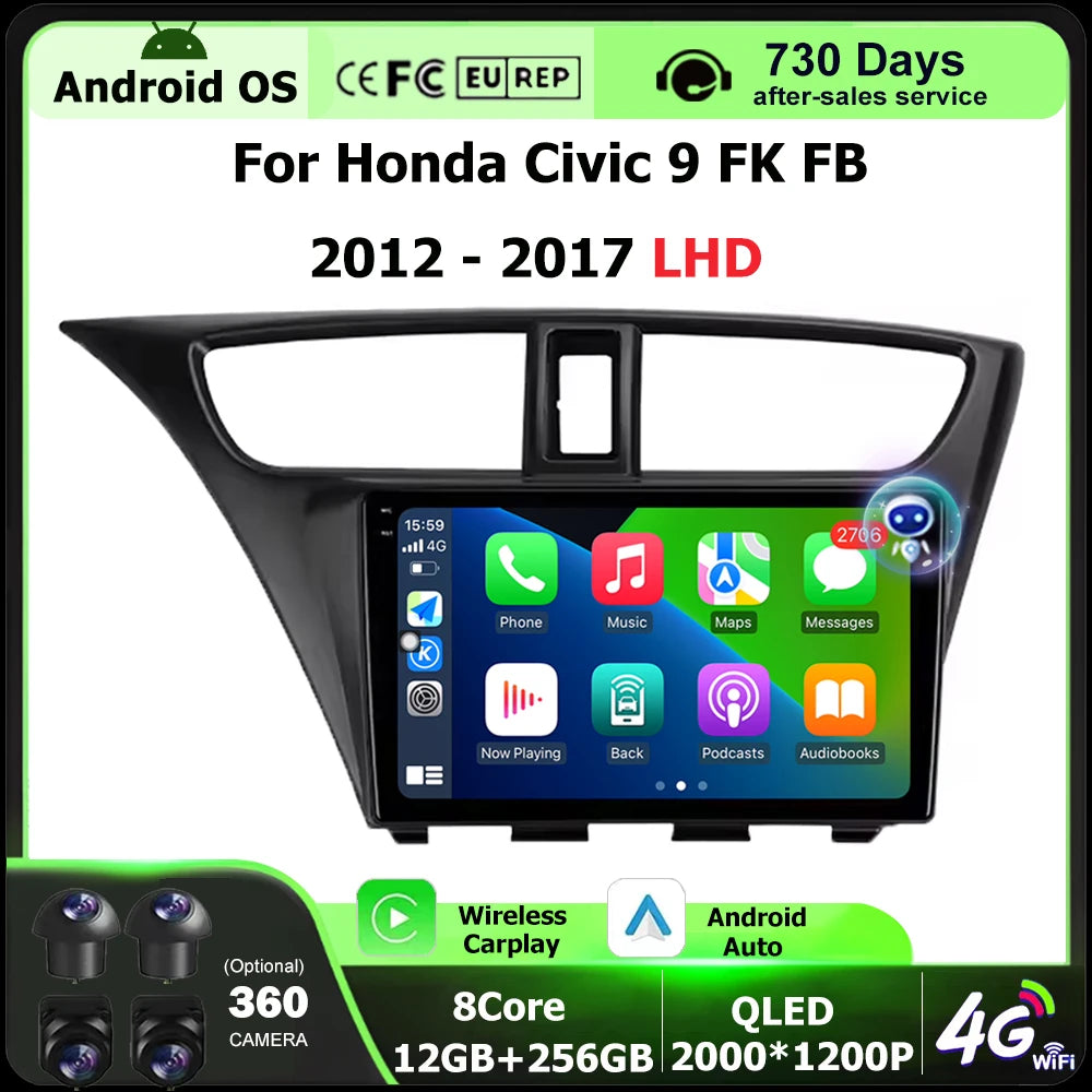Car Radio Multimedia Video Player GPS Navigation Tools For Honda Civic 9 FK FB 2012 - 2017