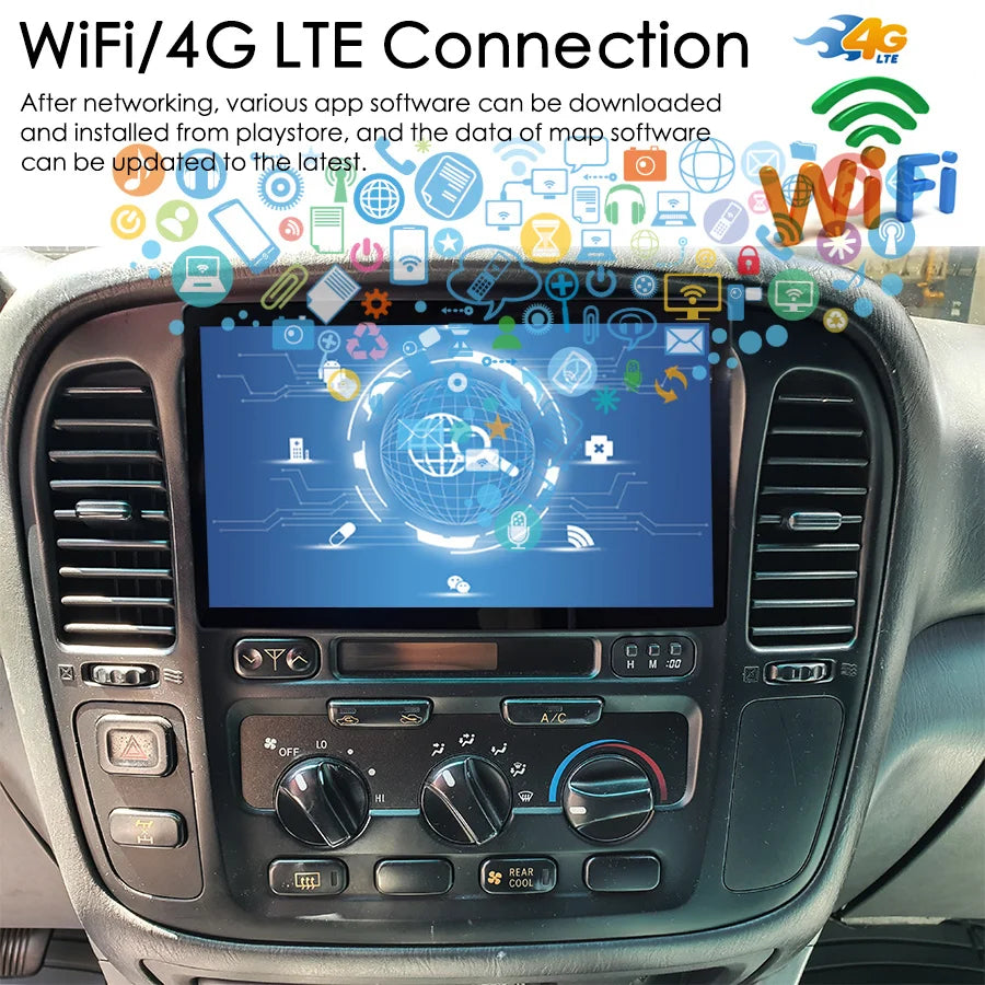 128GB Android 14 Radio For Toyota Land Cruiser 1999 LC100 CarPlay Navigation GPS Touch Scr