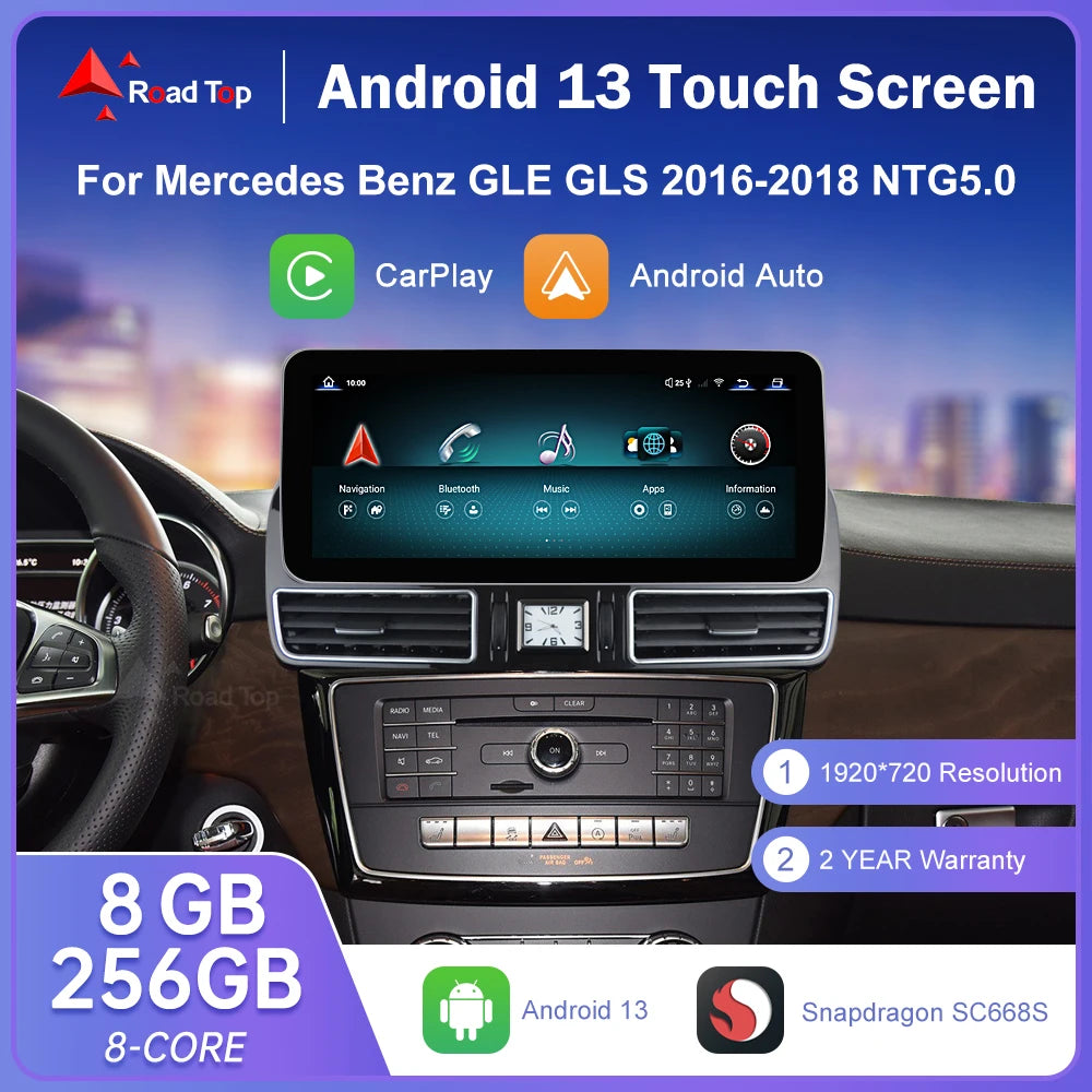 Road Top Android 13 Touch Screen Car Radio for Mercedes Benz GLE GLS 2016-2019 GPS Wifi LT