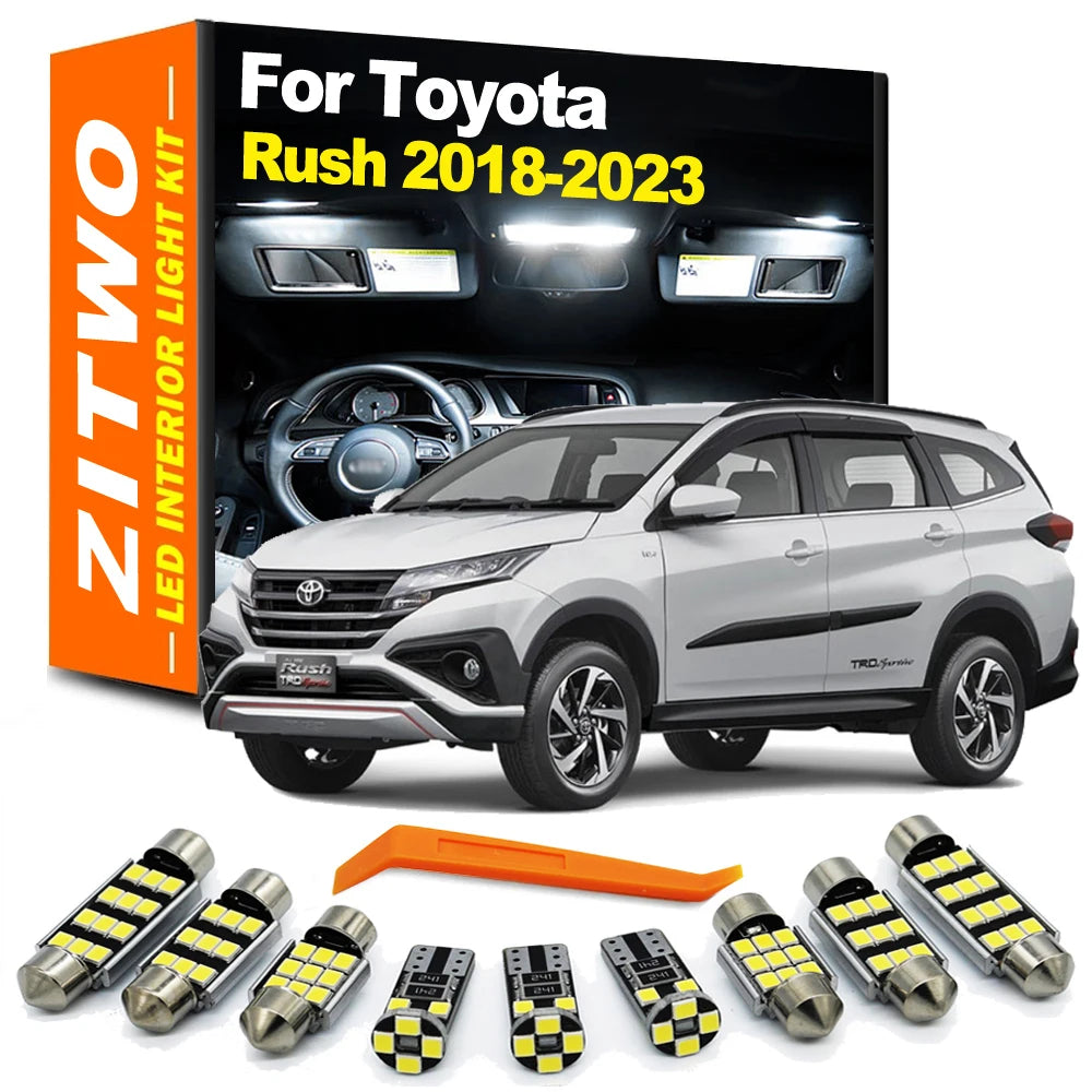 ZITWO 8Pcs Car LED Interior Light Number Plate Lamp Kit For Toyota Rush 2018 2019 2020 2021 2022 2023 Dome Map Reading Bulb