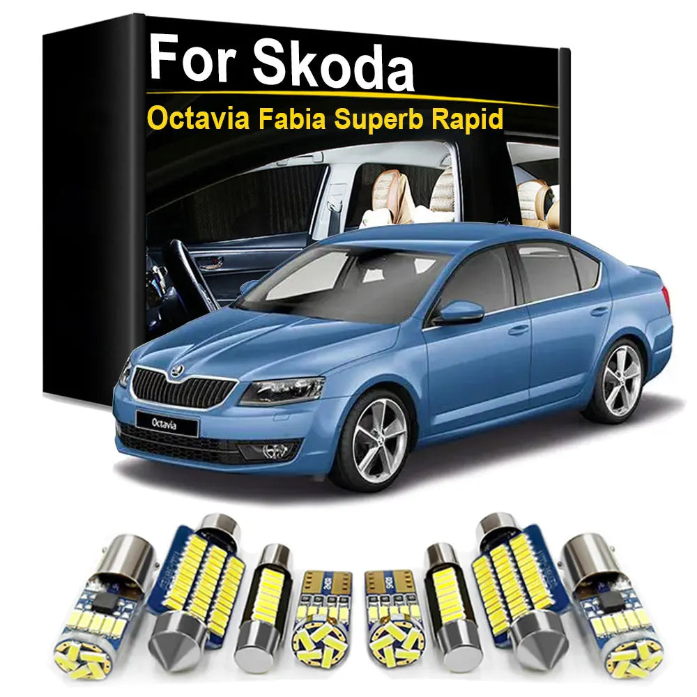 LED Interior Light Kit for Skoda Octavia Superb Fabia Rapid 1 2 3 Karoq Yeti Kodiaq Citigo Kamiq Roomster Error Free ...