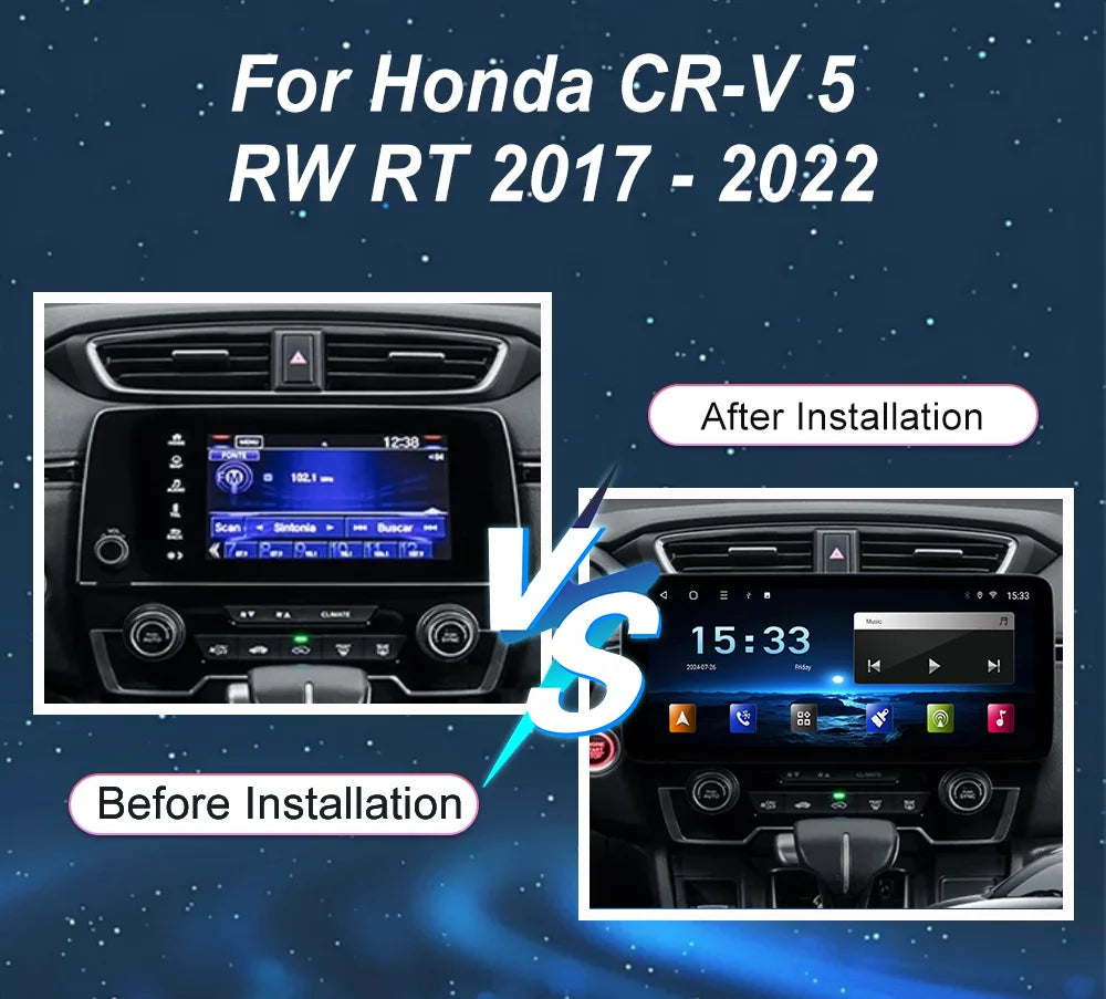 Android Stereo Radio For Honda CR-V 5 RW RT 2017 -2022 Auto High-Performance CPU Wireless