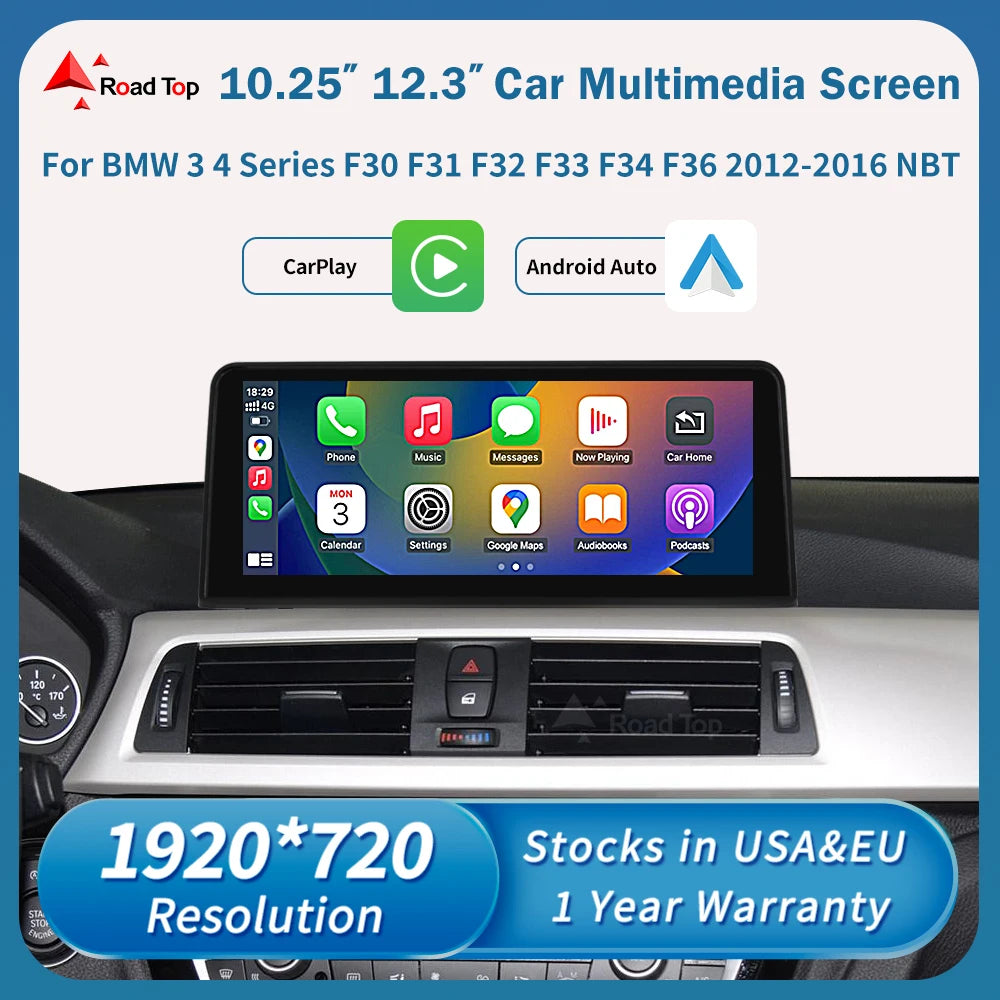 Road Top 1920*720 Wireless Carplay Android Auto Multimedia Display Screen For BMW 3 4 Seri | AUTOKITSHOP
