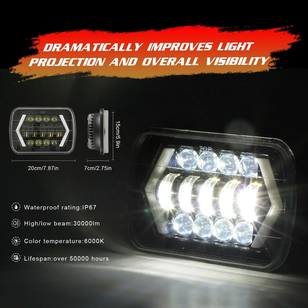 HYNBYZJ 320W 7x6'' 5X7" Waterproof LED Headlight White DRL Amber Turn Signal for Jeep YJ C