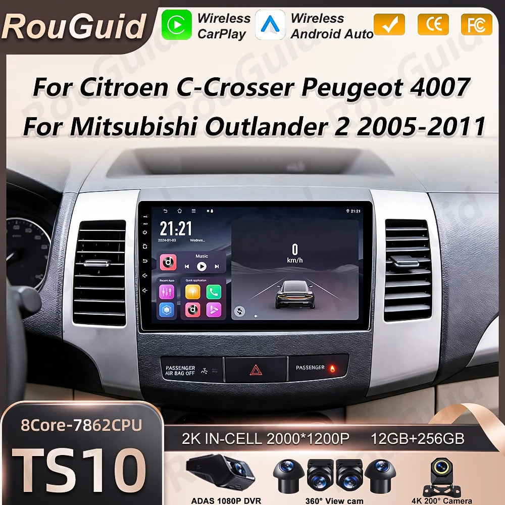 Carplay Car Radio For Citroen C-Crosser Peugeot 4007 Mitsubishi Outlander 2 2005-2011 Andr | AUTOKITSHOP