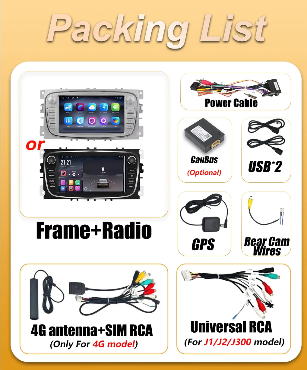 Android 16 Auto Car Radio For Ford Focus MK2 S-Max Mondeo Galaxy C-Max Kuga Wireless Carpl | AUTOKITSHOP