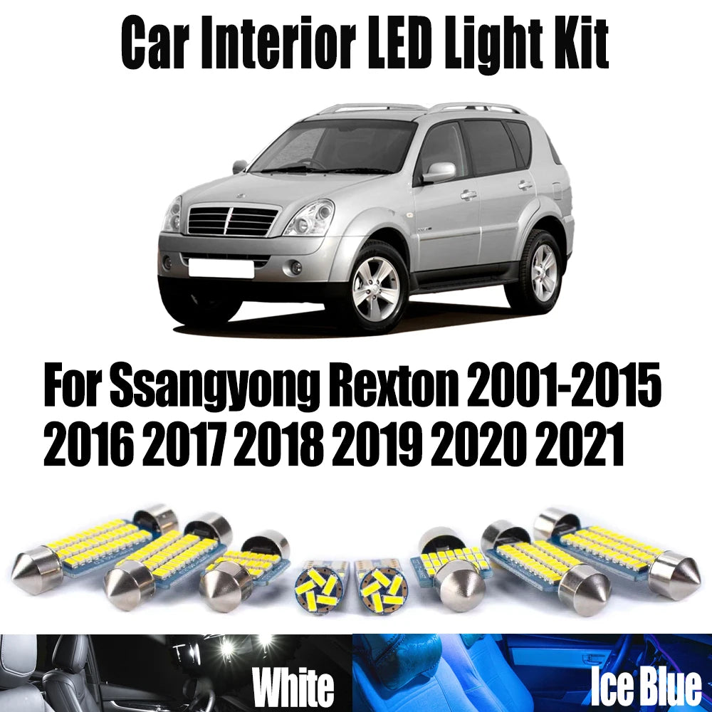 LED Interior Light Kit for Ssangyong Rexton 2001- 2019 - Canbus Dome Map Door Trunk Bulbs | AUTOKITSHOP