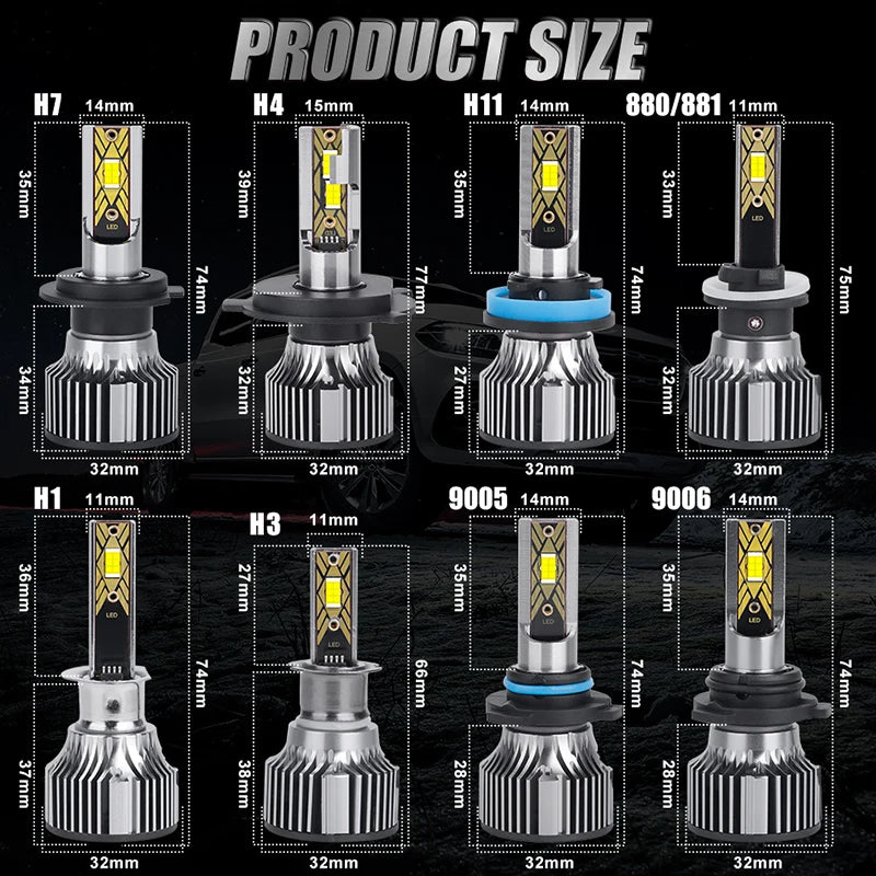 H7 H11 LED Bulb Headlight 4500W Car Headlamp H4 H1 H3 H8 H9 9005 9006 HB3 HB4 H27 880 881