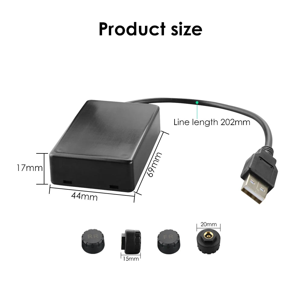 OSSURET Car USB TPMS (Tire Pressure Monitoring System) for Android Multimedia Player Navig