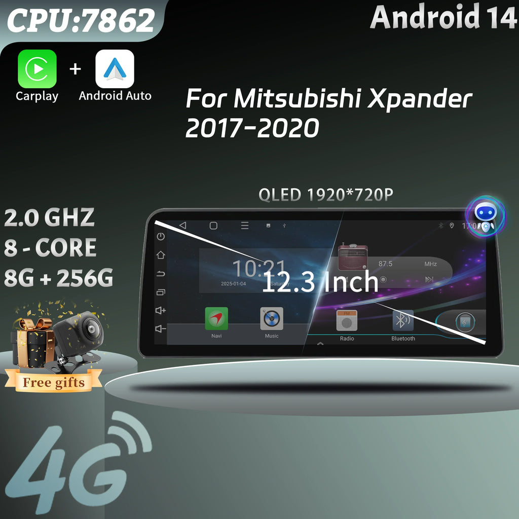 12.3inch Android 15 For Mitsubishi Xpander 2017-2020 Car Radio Multimedia 4G GPS Stereo Na