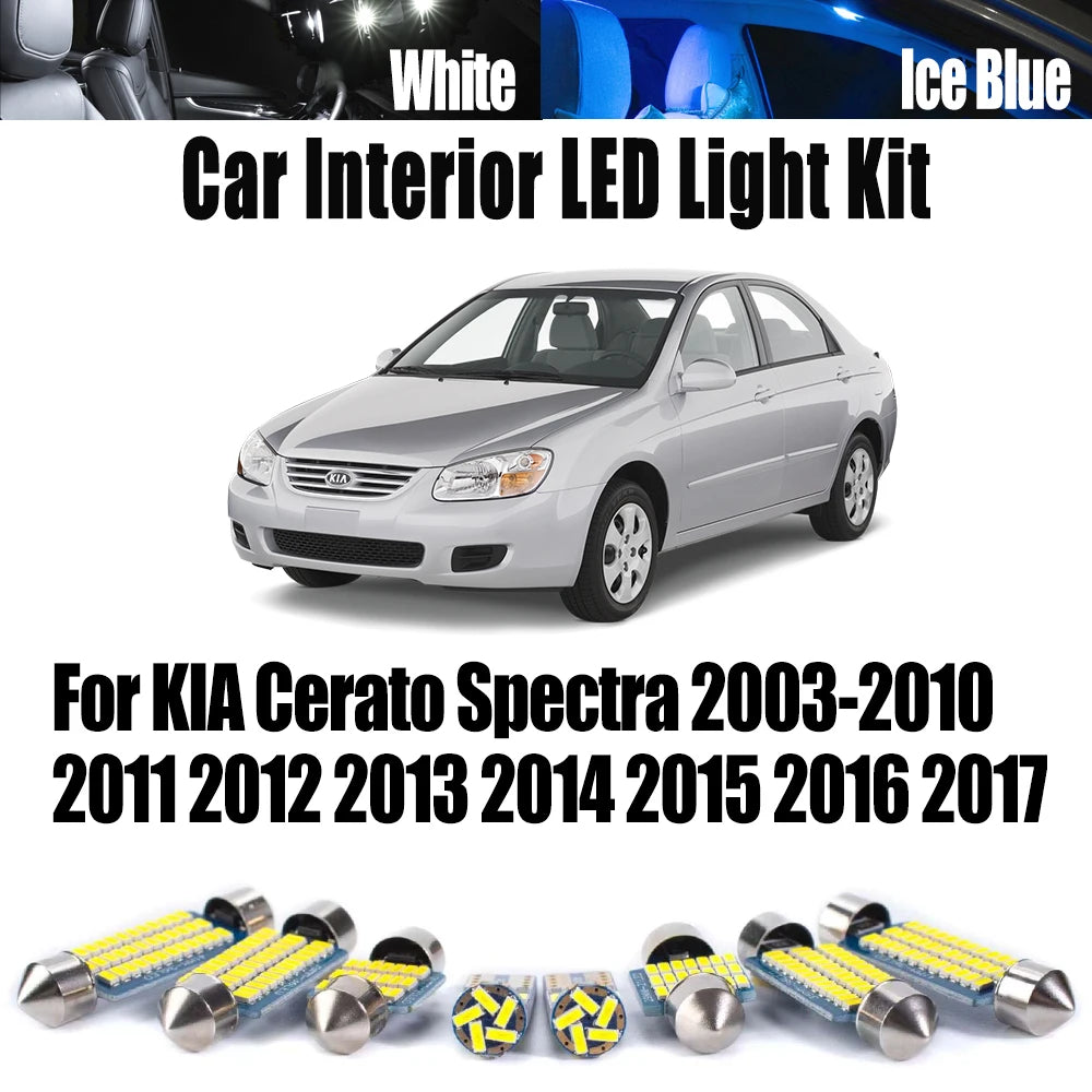 LED Interior Light Kit for KIA Cerato Spectra 2003-2016 - Canbus Dome Map Door Trunk Bulbs | AUTOKITSHOP