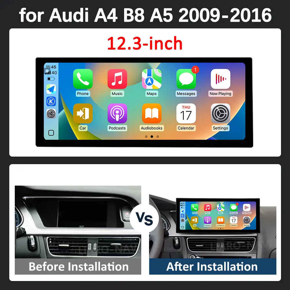 Android 16 Wireless Carplay Car Radio Multimedia Player for Audi A4 B8 A5 2009 - 2016 GPS