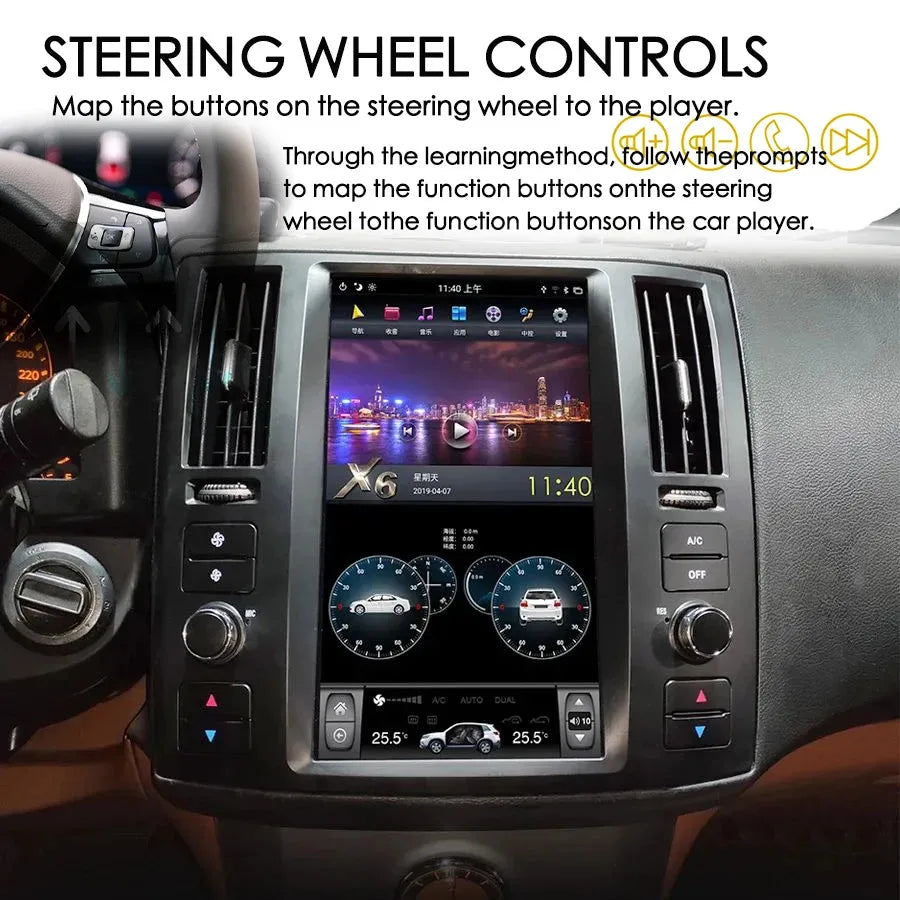 For Infiniti FX35 FX45 2004-2008 Stereo GPS Bt Carplay WiFi 4G Car Radio 11.8" Android Scr | AUTOKITSHOP