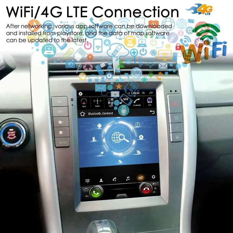 Auto GPS Navigation DSP Wireless BT CarPlay Vertical Screen Android 14 Car Radio For Ford