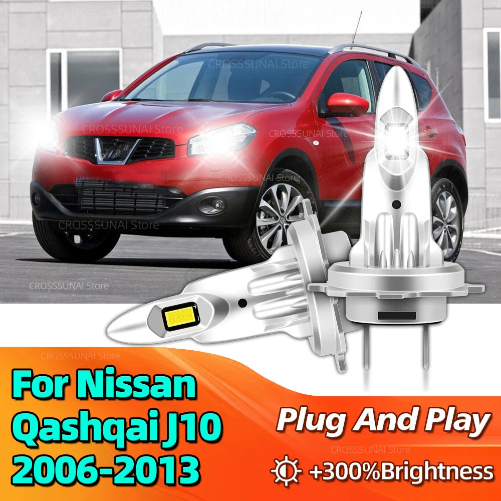 LED Bulb Headlight Mini Wireless 30000LM 6000K CSP Lamps Fanless For Nissan Qashqai J10 20