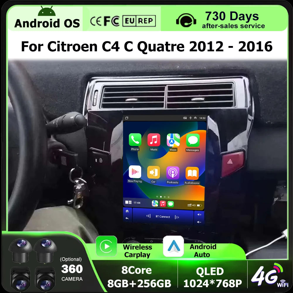 Wireless Carplay For Citroen C4 C Quatre 2012 2013 2014 2015 2016 Android 16 Car Radio Mul