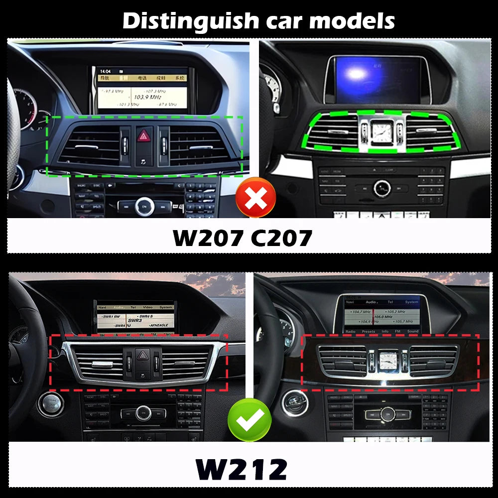 Wireless Carplay Android 14 for Mercedes Benz E Class W212 2009 - 2015 Car Radio Player Vi