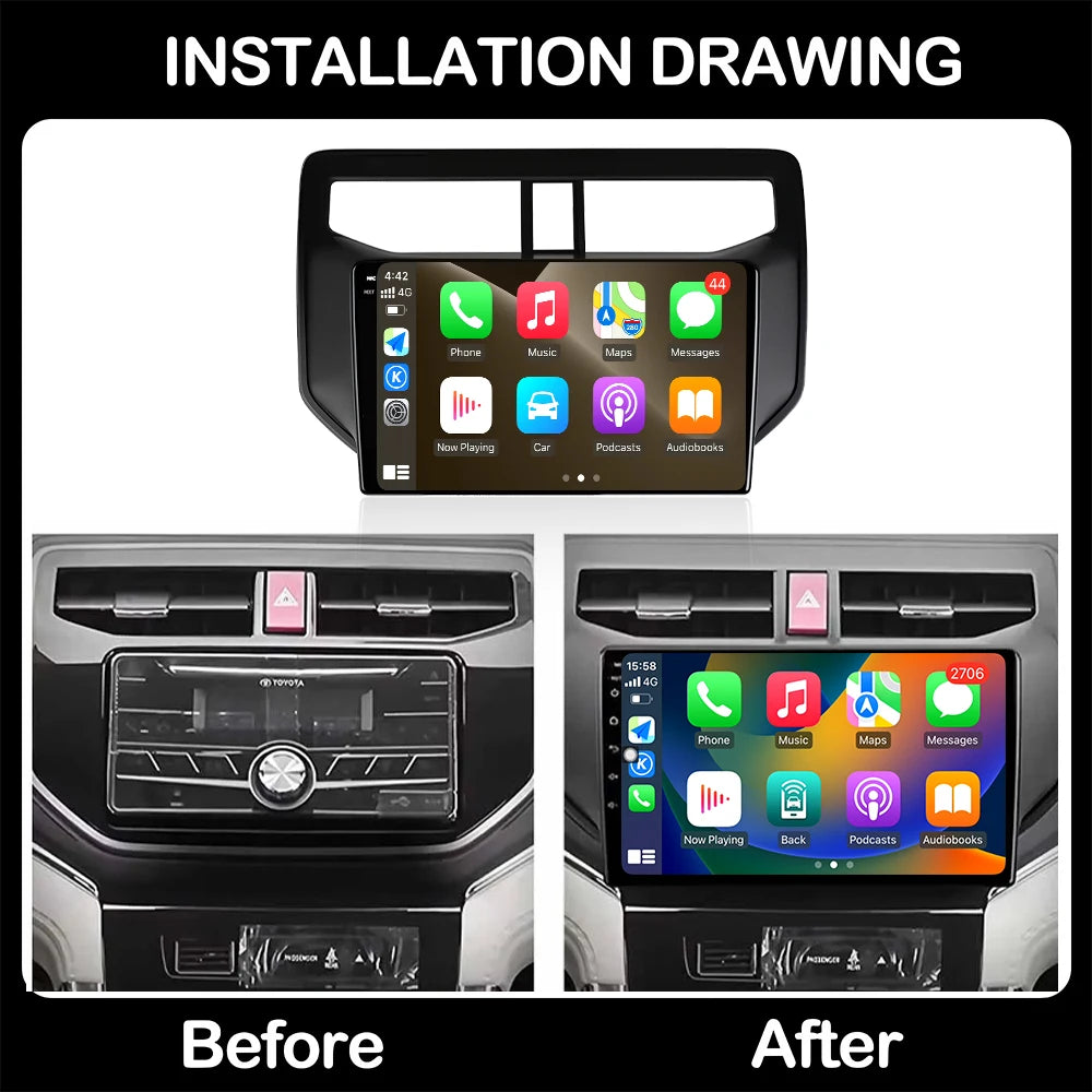 Android Auto For Toyota Rush 2018-2019 QLED 2000*1200P Touch Screen Carplay Car Radio Mult