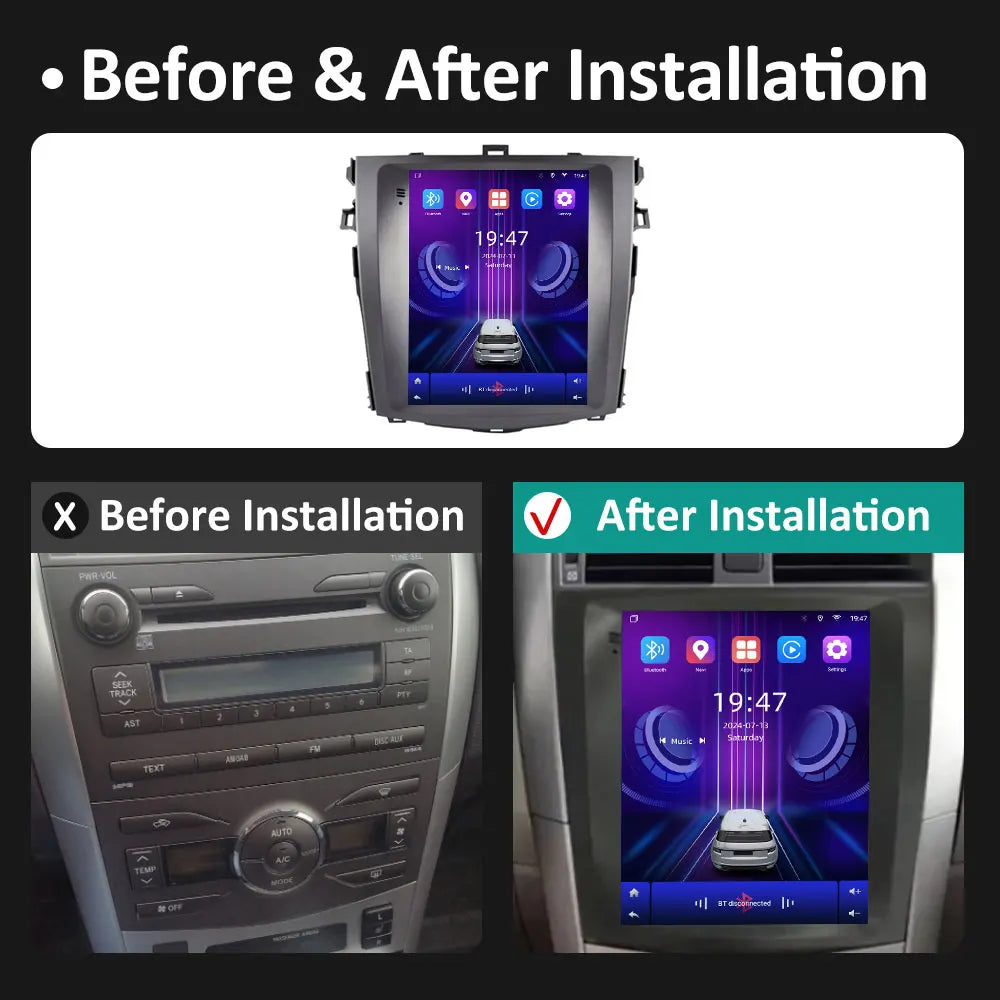 9.7 inch Android 14 for Toyota Corolla E140 E150 2007 - 2013 Car Multimedia Radio Video Pl
