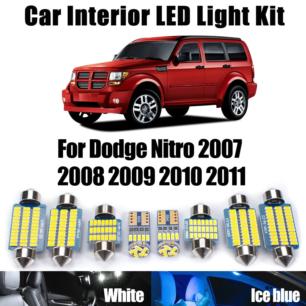 8-Piece LED Interior Light Kit for Dodge - Canbus Error-Free Interior Bulbs